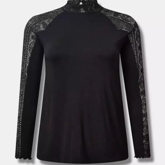 Lace Mock Neck Long Sleeve Top - Picture 1 of 3